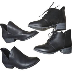 Womens SIZE 7 Ankle Boots Lot Faux Leather Black